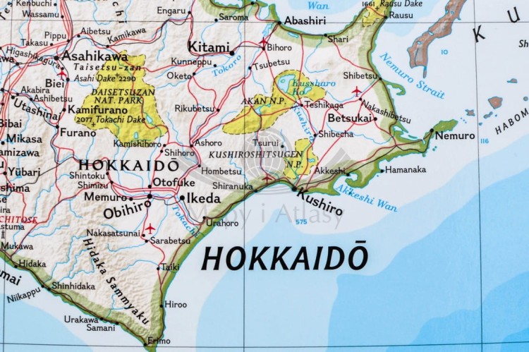 Japonia 1:3 115 000. Mapa ścienna wydawnictwa National Geographic. Fragment 3