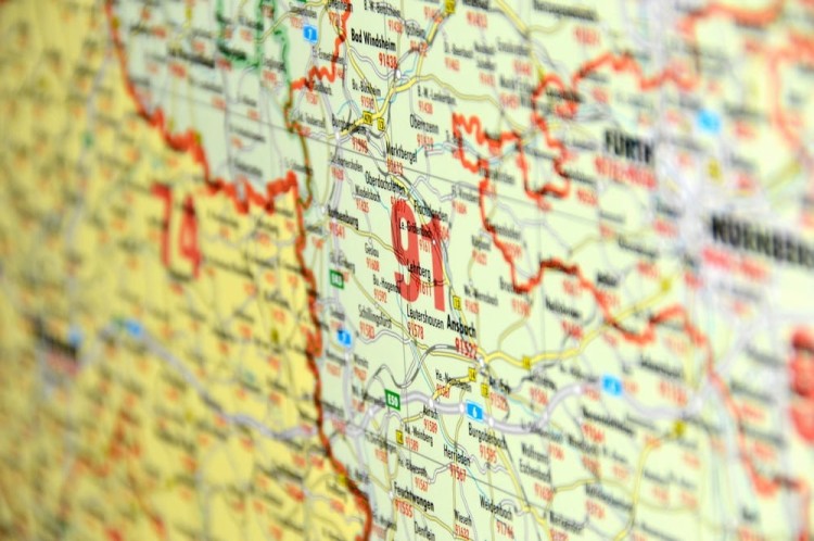 Niemcy 1:500 000. Mapa ścienna. Kody pocztowe. Postleit-Karte. Fragment 6