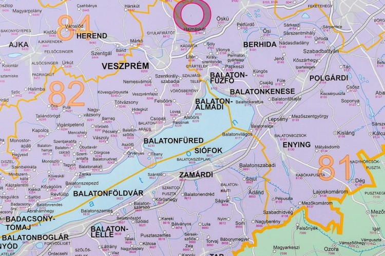 Węgry 1:400 000. Mapa ścienna kodowa wydawnictwa Stiefel. Fragment 4