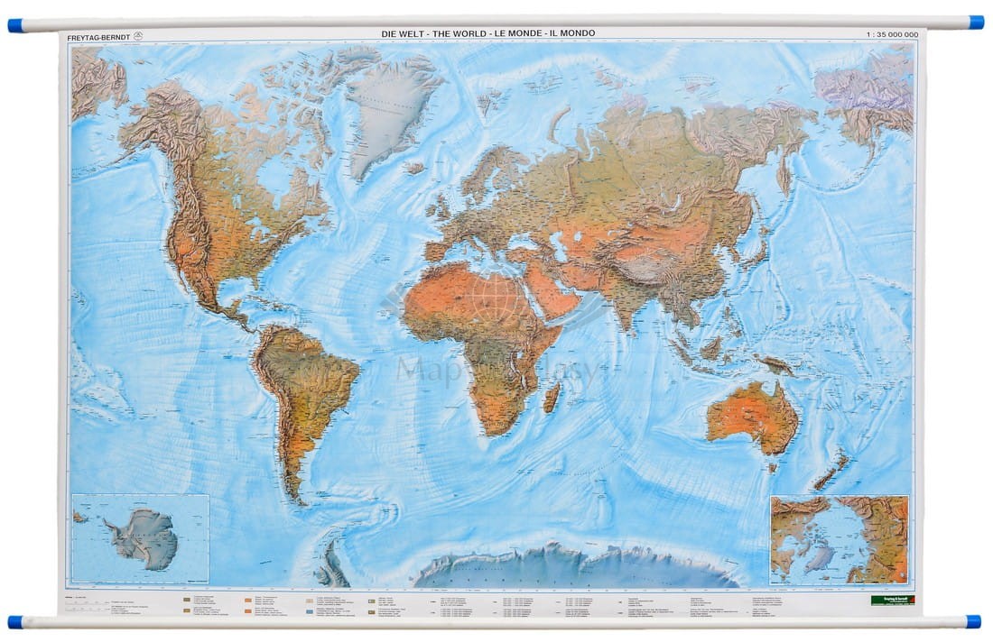 Świat 1:35 000 000. Mapa ścienna fizyczna. FB