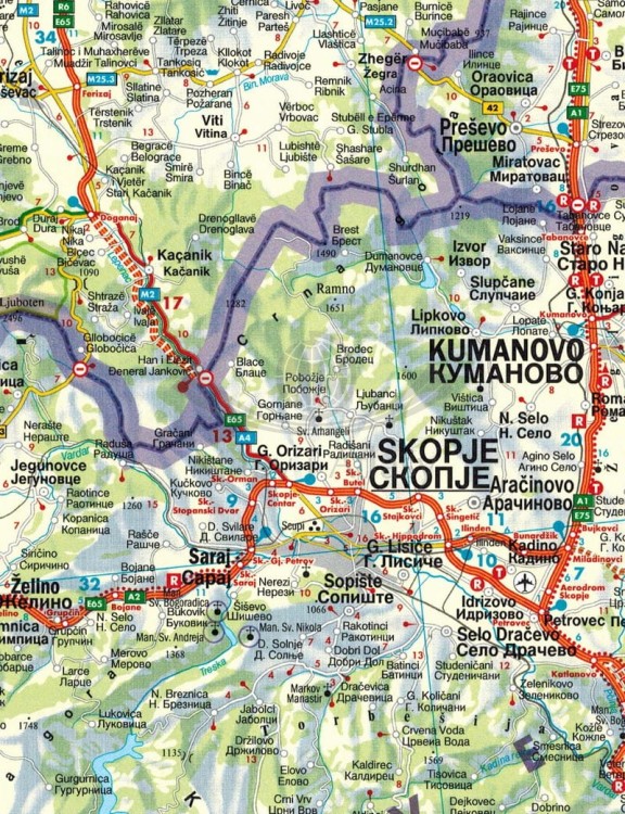 Serbia, Czarnogóra, Kosowo, Macedonia Mapa samochodowa Freytag &amp; Berndt. Fragment 2