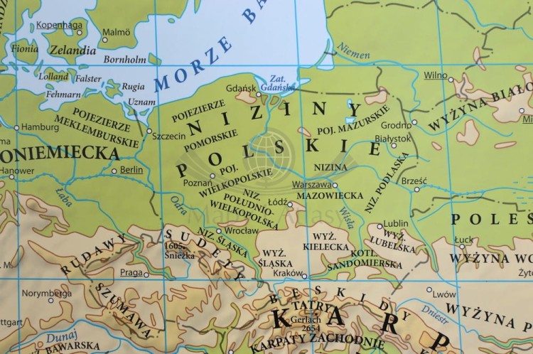 Europa fizyczna 1:7 000 000 Mapa w ramie Eko-Graf fragment 1