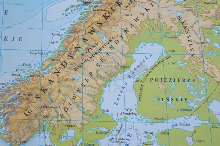 Europa fizyczna 1:7 000 000 Mapa w ramie Eko-Graf fragment 2