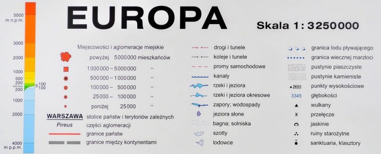 Europa ogólnogeograficzna 1:3 250 000 Mapa w ramie Nowa Era legenda