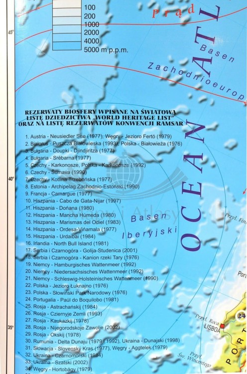 Europa fizyczna 1:4 000 000 Mapa w ramie Meridian panel boczny 2