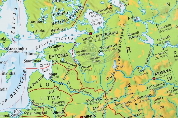Europa fizyczna 1:4 500 000 Mapa w ramie Stiefel fragment 2