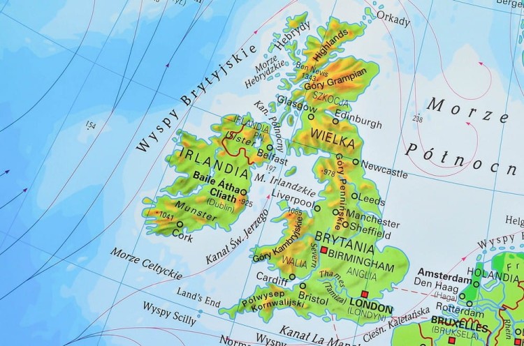 Europa fizyczna 1:4 500 000 Mapa do wpinania Stiefel fragment 1