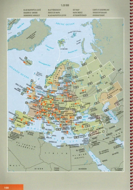 Europa 1:2 000 000 Atlas samochodowy Marco Polo plany miast skorowidz arkuszy