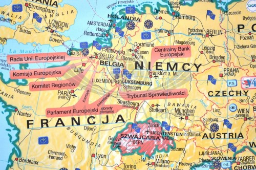 UE - strefa Shengen 1:4 000 000 Mapa w ramie Meridian fragment 1