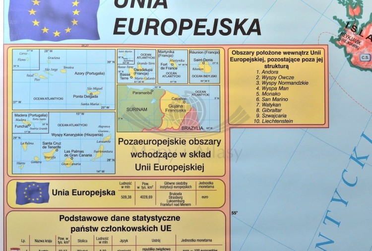 UE - strefa Shengen 1:4 000 000 Mapa w ramie Meridian fragment 5