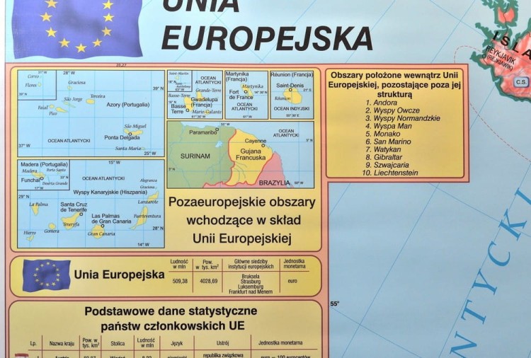 UE - strefa Shengen 1:4 000 000 Mapa do wpinania Meridian fragment 5