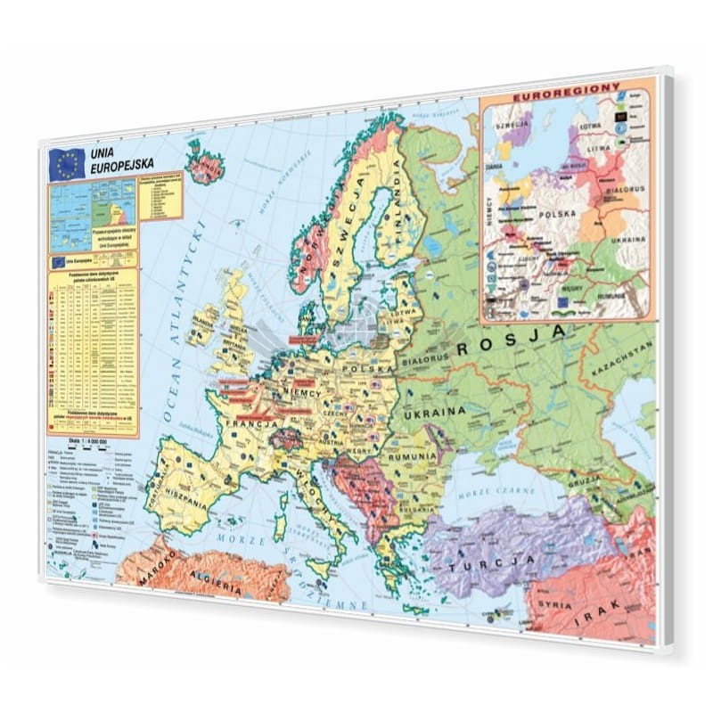 Unia Europejska - strefa Schengen. Mapa UE magnetyczna. Rama alu SLIM