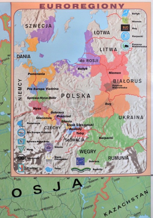 UE - strefa Shengen 1:4 000 000 Mapa w ramie Meridian fragment 4