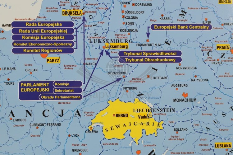 Unia Europejska 1:4 700 000 Mapa w ramie Piętka fragment 2