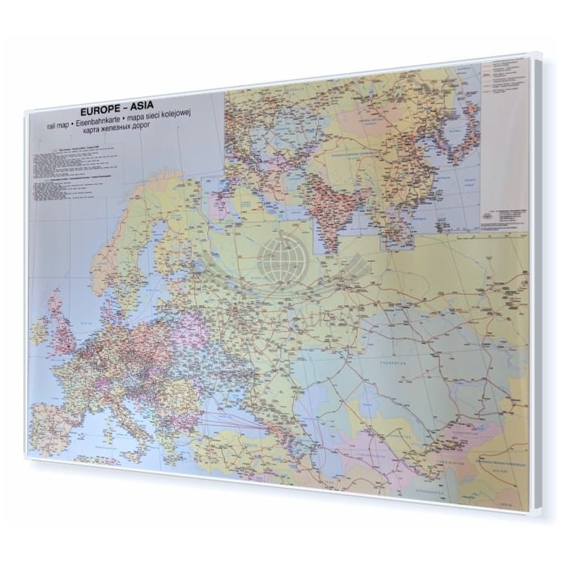 Europa i Azja. Mapa kolejowa. Rama alu SLIM
