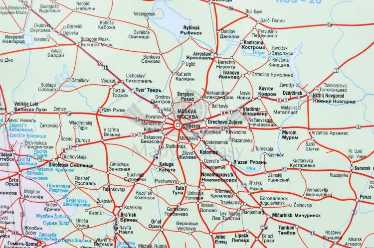 Europa i Azja kolejowa Mapa w ramie Wydawnictwo Kartograficzne Karta fragment 2