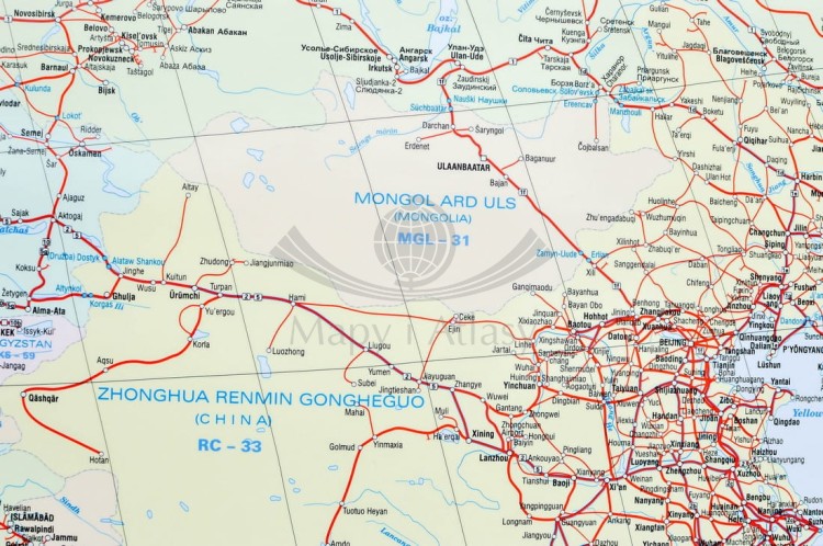 Europa i Azja kolejowa Mapa w ramie Wydawnictwo Kartograficzne Karta fragment 3