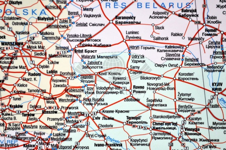 Europa i Azja kolejowa Mapa w ramie Wydawnictwo Kartograficzne Karta fragment 7