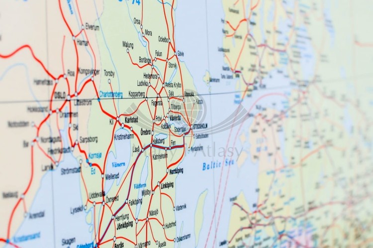 Europa i Azja kolejowa Mapa w ramie Wydawnictwo Kartograficzne Karta fragment 8