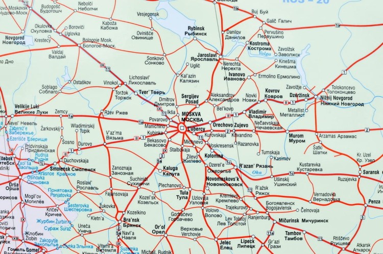 Europa i Azja kolejowa Mapa magnetyczna Wydawnictwo Kartograficzne Karta fragment 2