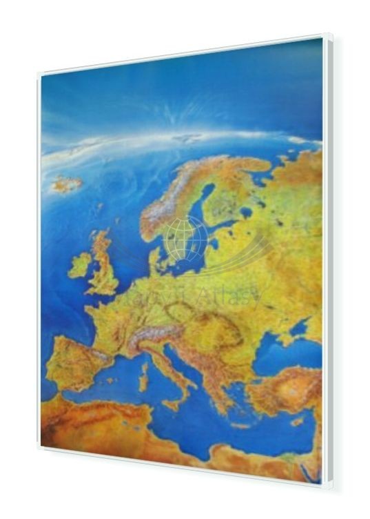 Europa. Panorama, mapa fizyczna. Rama alu SLIM