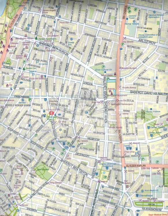 Tel Aviv - Jaffa, środkowy Izrael Mapa wodoodporna ITMB plan miasta fragment