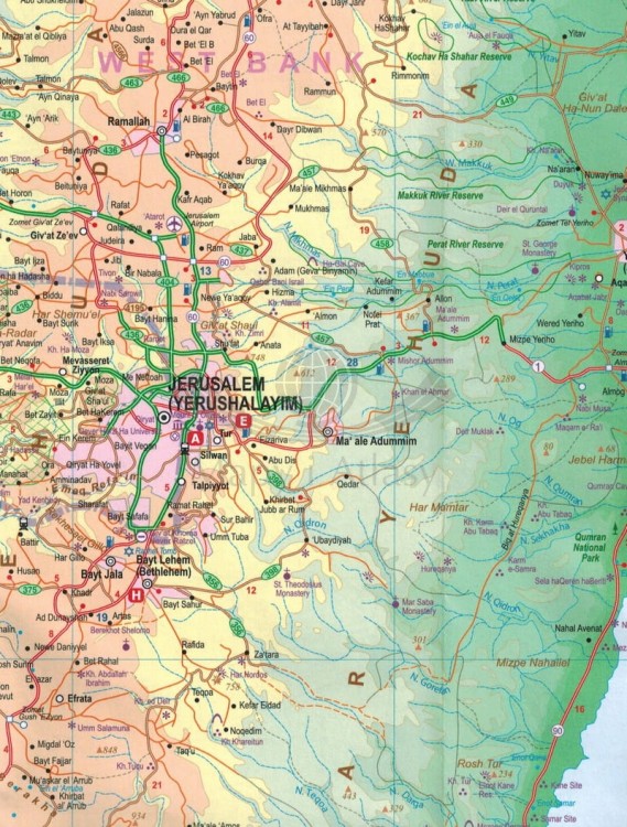 Tel Aviv - Jaffa, środkowy Izrael Mapa wodoodporna ITMB fragment