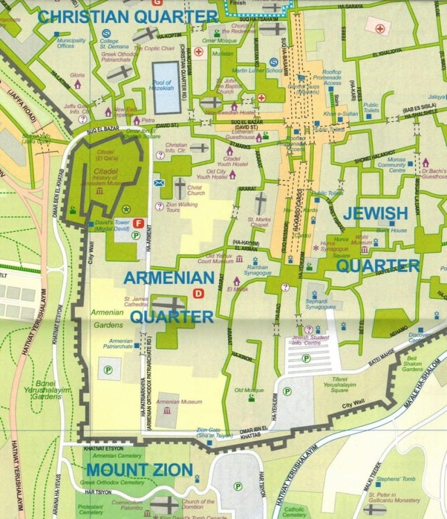 Jerozolima i Ziemia Święta Mapa wodoodporna ITMB fragment 2