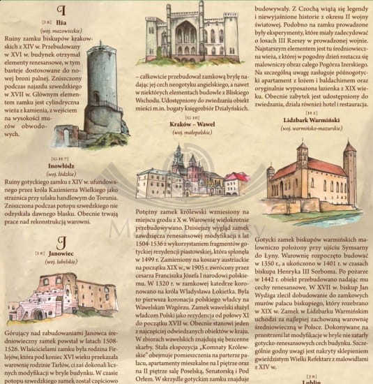 Mapa turystyczna zamków Polski wydawnictwa Galileos. Informator