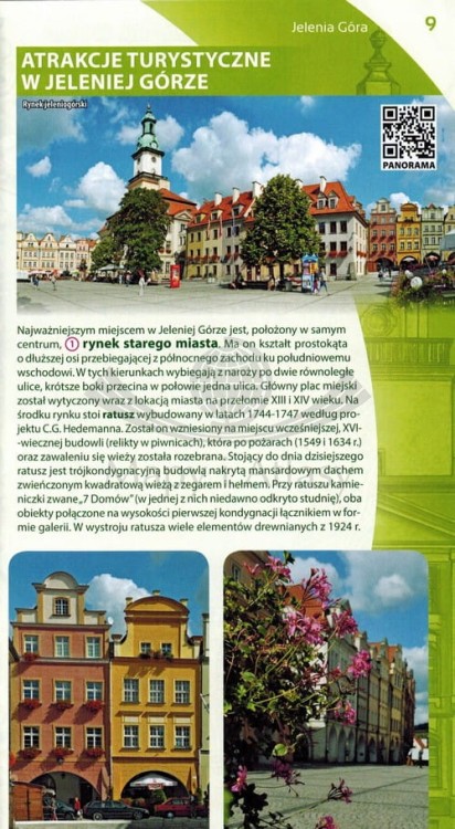 Jelenia Góra Przewodnik laminowany. Wydawnictwa Galileos.  Przykładowa strona 1