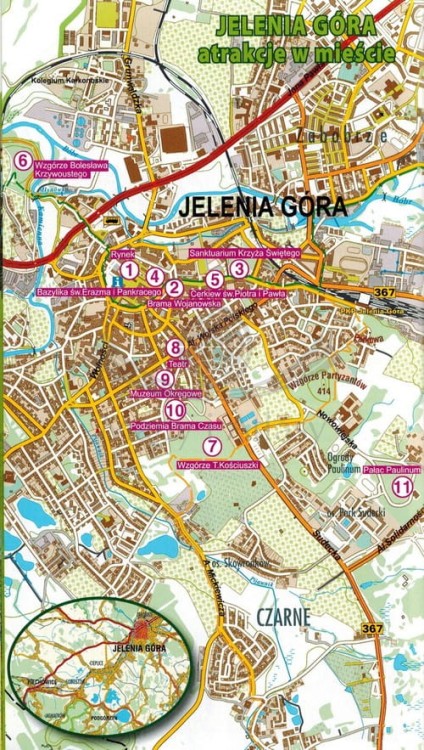 Jelenia Góra Przewodnik laminowany. Wydawnictwa Galileos.  Przykładowa strona 2