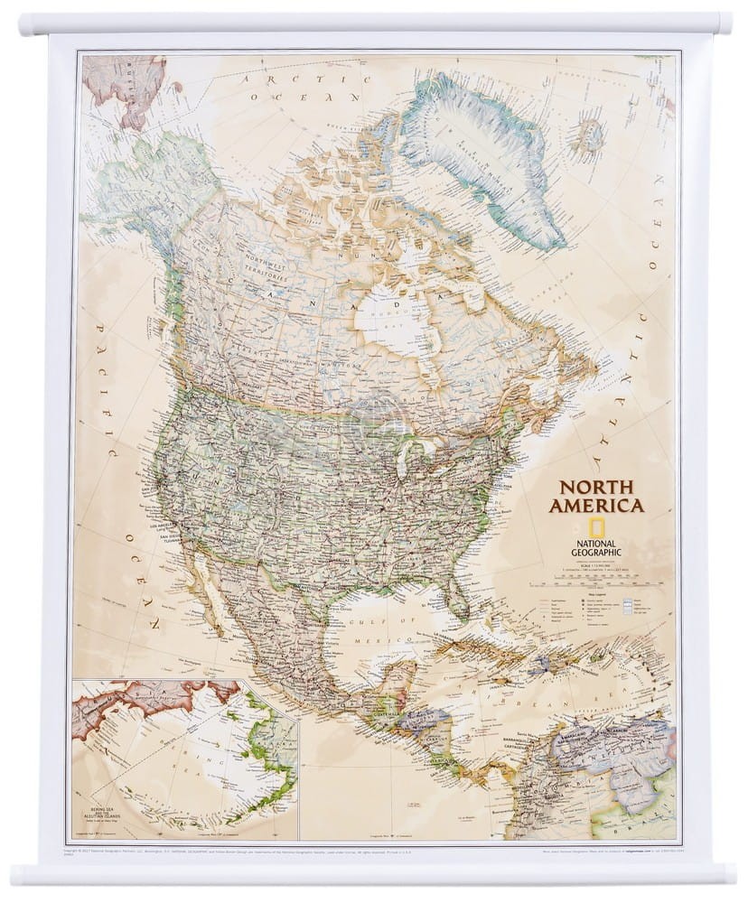 Ameryka Północna 1:13 995 000. Mapa ścienna ekskluzywna. National Geographic