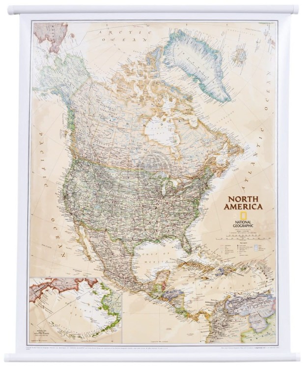 Ameryka Północna 1:13 995 000. Mapa ścienna ekskluzywna. Wydawnictwo: National Geographic