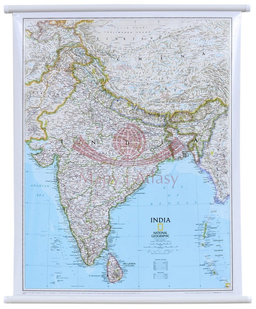 Indie 1:5 625 000. Mapa ścienna. National Geographic