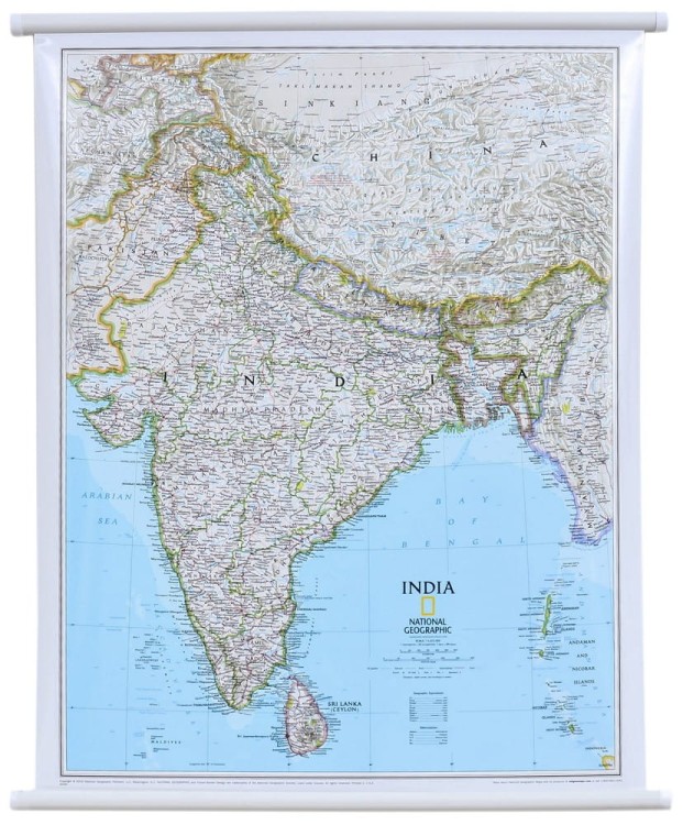 Indie 1:5 625 000. Mapa ścienna wydawnictwa National Geographic