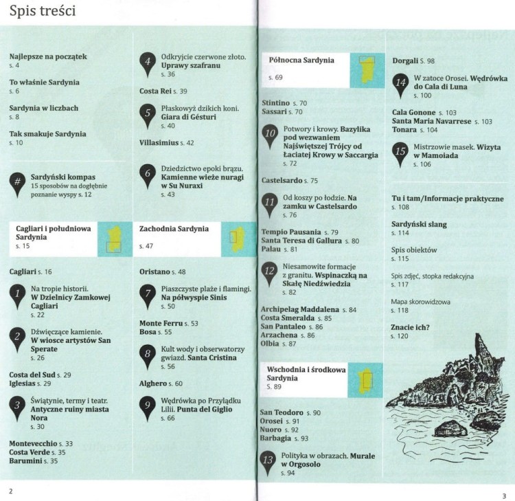 Sardynia Przewodnik z mapą Dumont spis treści