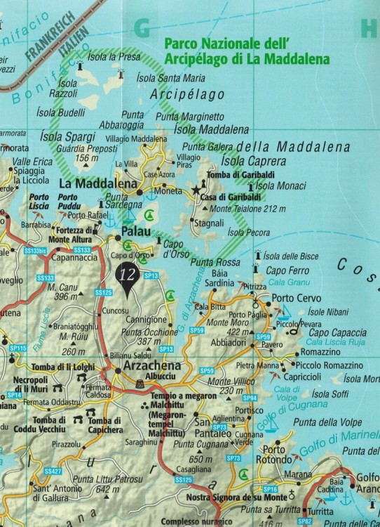 Sardynia Przewodnik z mapą Dumont mapa fragment