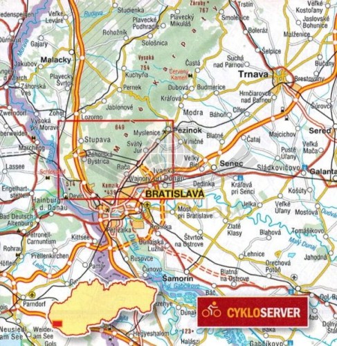 Małe Karpaty, cz. południowa: Devin, Kamzik Mapa turystyczna 706 Shocart zasięg