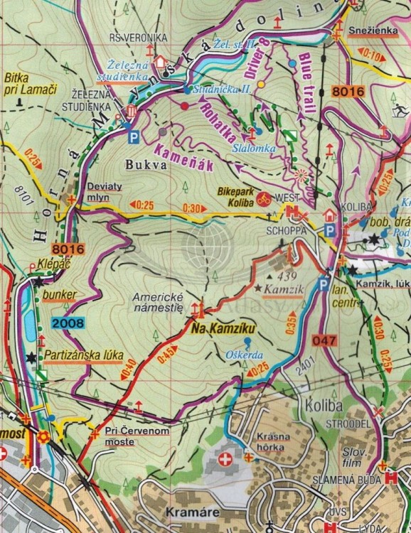 Małe Karpaty, cz. południowa: Devin, Kamzik Mapa turystyczna 706 Shocart fragment 1