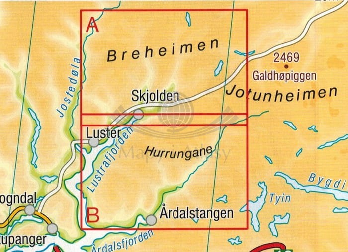 Jotunheimen, cz. zachodnia Wodoodporna mapa turystyczna 110 Freytag & Berndt zasięg