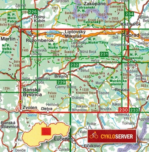 Niskie (Niżne) Tatry, Polana Mapa turystyczna 230 Shocart zasięg