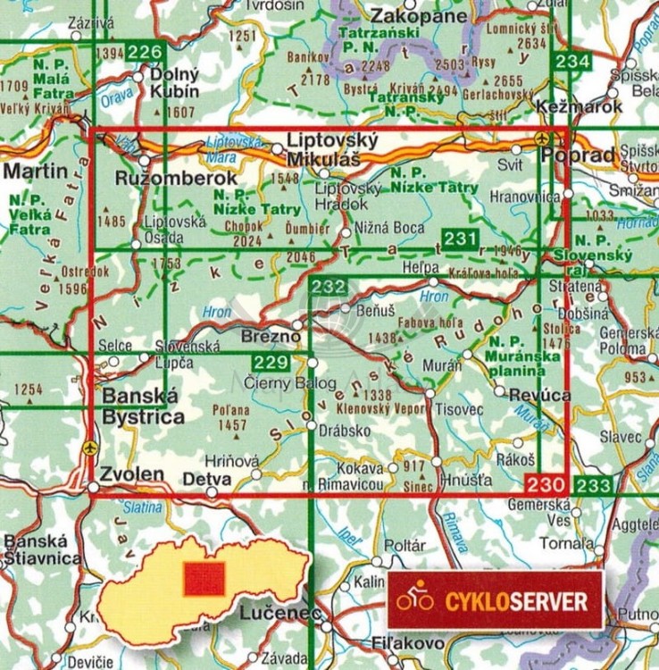 Niskie (Niżne) Tatry, Polana Mapa turystyczna 230 Shocart zasięg