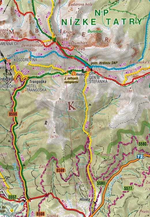 Niskie (Niżne) Tatry, Polana Mapa turystyczna 230 Shocart fragment 1