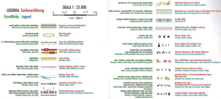 Polskie i Czeskie Karkonosze 1:25 000. Mapa turystyczna wydawnictwa Galileos. Legenda 1