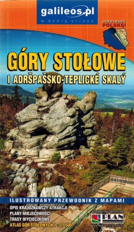 Góry Stołowe i Adrszpasko Teplickie Skały. Ilustrowany przewodnik z mapami wydawnictwa Galileos. Okładka