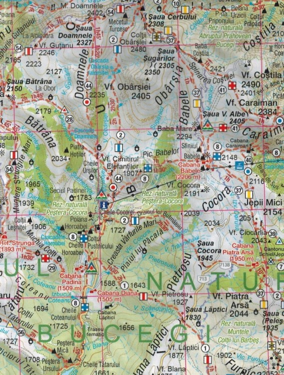 Góry Bucegi, Leaota 1:70 000 / 1:25 000. Mapa turystyczna MN01 wydawnictwa Schubert & Franzke. Fragment 2