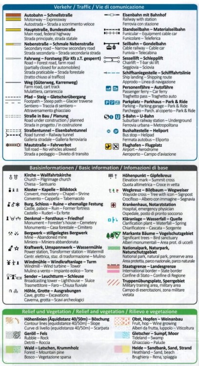Alpy Retyckie. Ortler / Ortles, Cevedale. Wodoodporna mapa turystyczna 72 wydawnictwa Kompass. Legenda 1