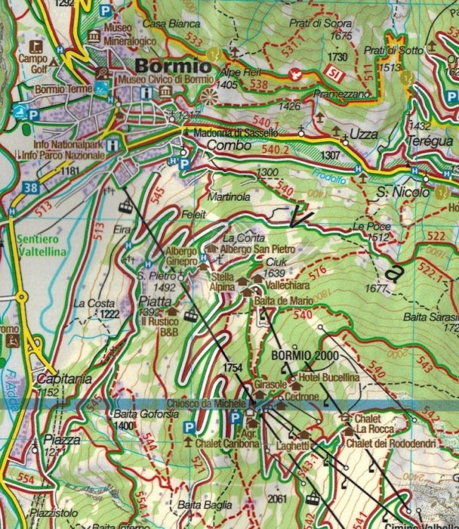 Bormio, Livigno Wodoodporna mapa turystyczna 96 Kompass fragment 2