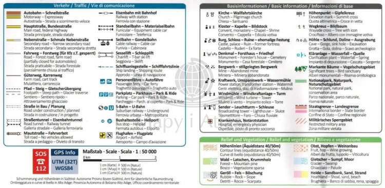Bormio, Livigno Wodoodporna mapa turystyczna 96 Kompass legenda 1