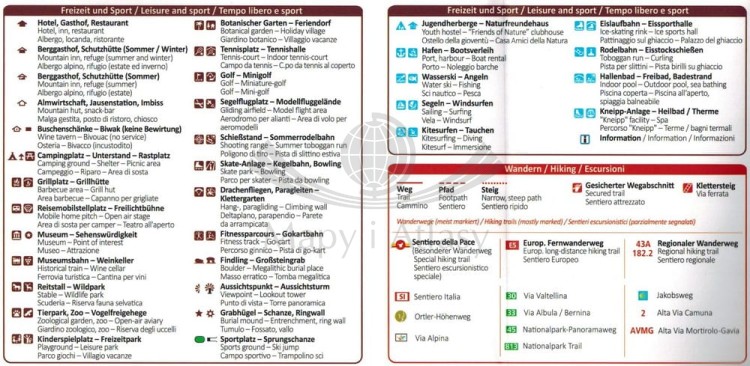 Bormio, Livigno Wodoodporna mapa turystyczna 96 Kompass legenda 2